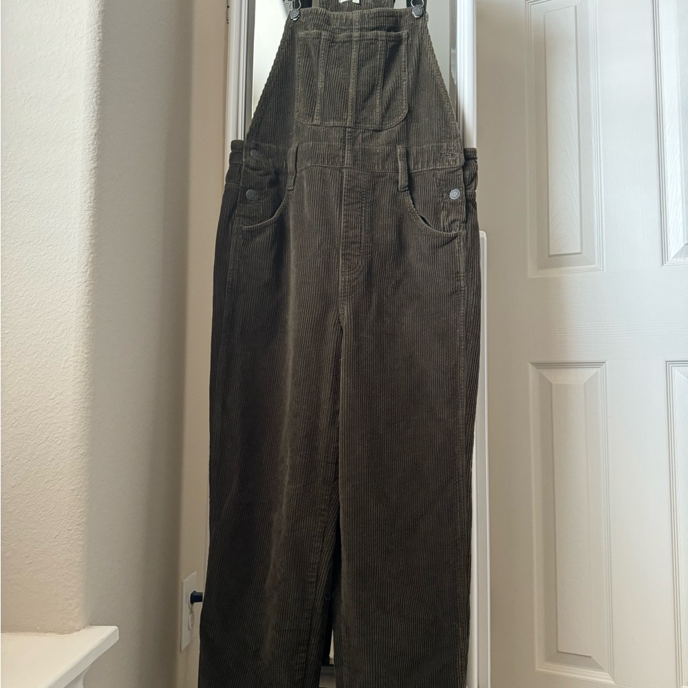 Madewell Green Corduroy Overalls
